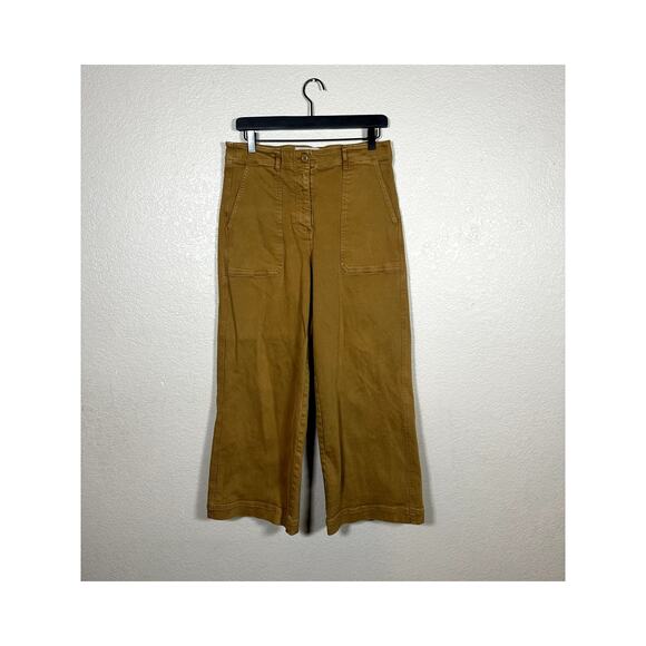 EVERLANE Dark Tan Wide Leg Crop Pant Size 8 High Rise - Picture 1 of 8